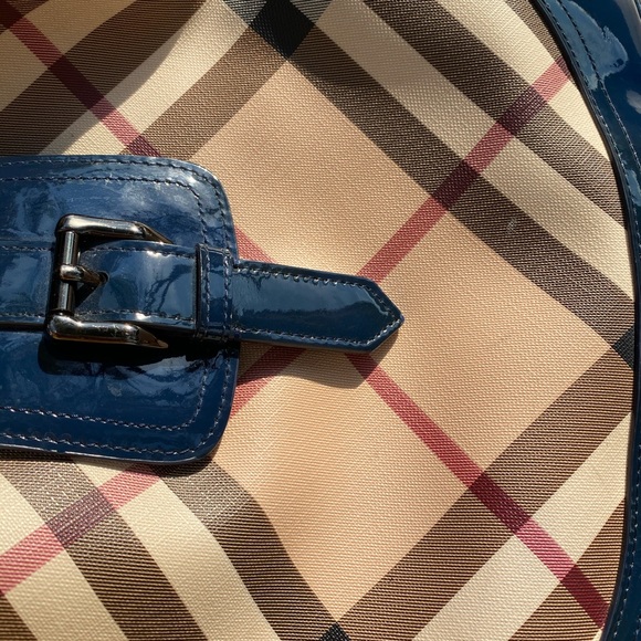 Burberry Nova Check Canvas Brooke Hobo Blue Bag - Picture 3 of 5